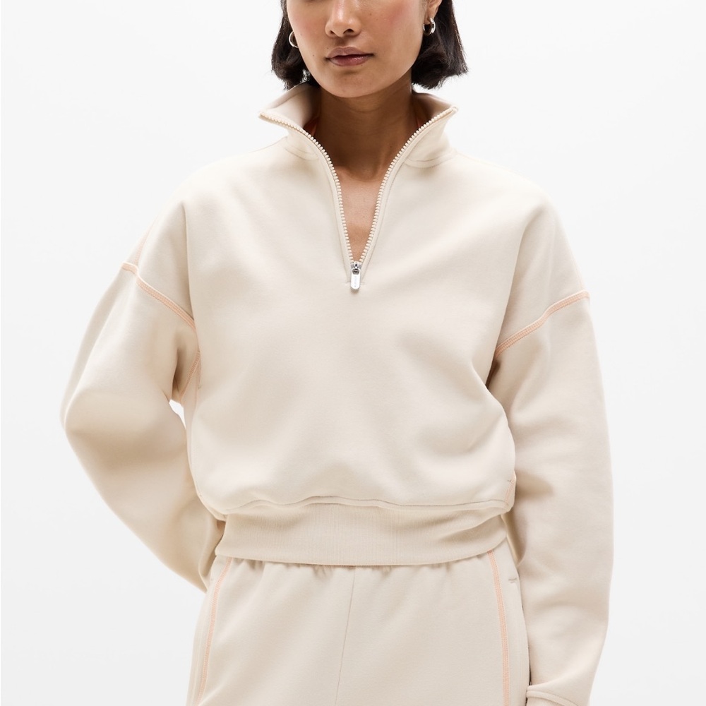 Athleta Cream Quarter-Zip Sweatshirt and Jogger Set